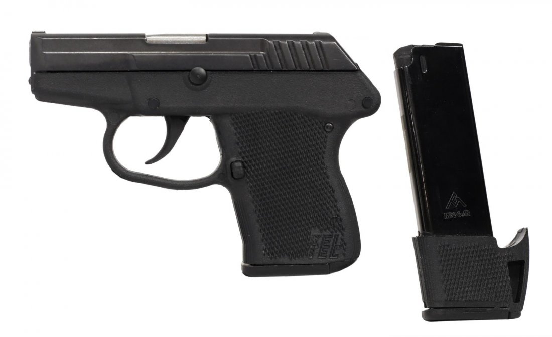 KEL-TEC MODEL P-32 PISTOL, .32 CALIBER: Kel-Tec Model P-32 pistol, .32 caliber, 7 round magazine, 2.5" barrel, double action, aluminum frame with black finish, spare magazine, kel-Tec hard box, owner manual, SN D0XXX *REQUIRES FFL TRANSFER 