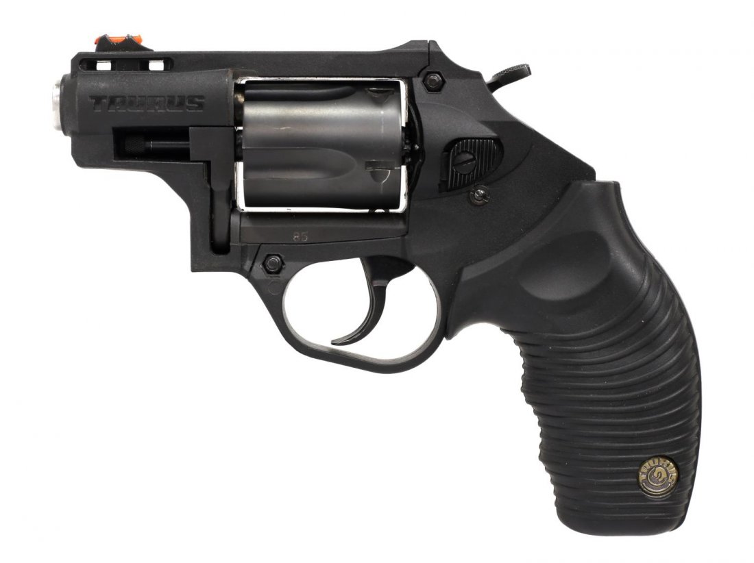 TAURUS PROTECTOR POLY REVOLVER, .38 CALIBER: Taurus Protector Poly revolver, .38 SPL+P caliber, 5 round cylinder, double action, 1.875" barrel, fiber optic front sight, matte black polymer frame, black rubber grips, lockable at hammer, owners ma