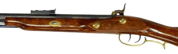 CVA BLACK POWDER "SQUIRREL RIFLE", .32 CAL: Connecticut Valley Arms black powder "Squirrel" rifle, .32 caliber muzzle load percussion, 24.25" octagonal barrel, set trigger in brass guard, adjustable rear sight, brass butt plate, hardwood stock,