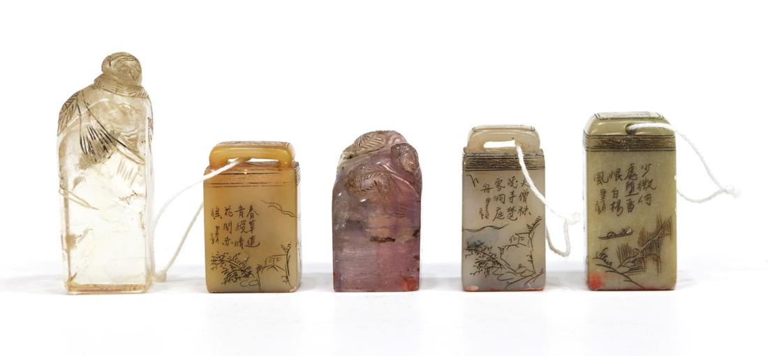 (5) GROUP CHINESE HARD STONE & ROCK CRYSTAL SEALS (1 of 7)