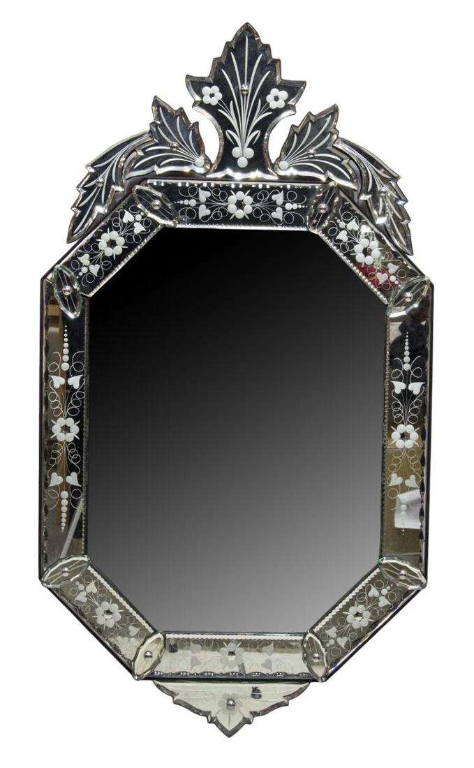 VENETIAN STYLE ETCHED GLASS MIRROR (1 of 2)