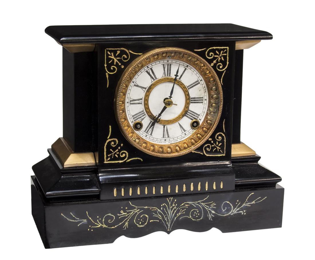 AMERICAN VICTORIAN ANSONIA EBONIZED MANTEL CLOCK (1 of 4)