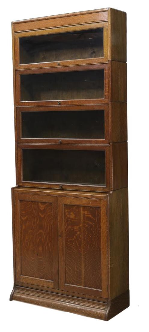 ENGLISH TIGER OAK STACKING LAWYERS BOOKCASE 1920 (1 of 3)