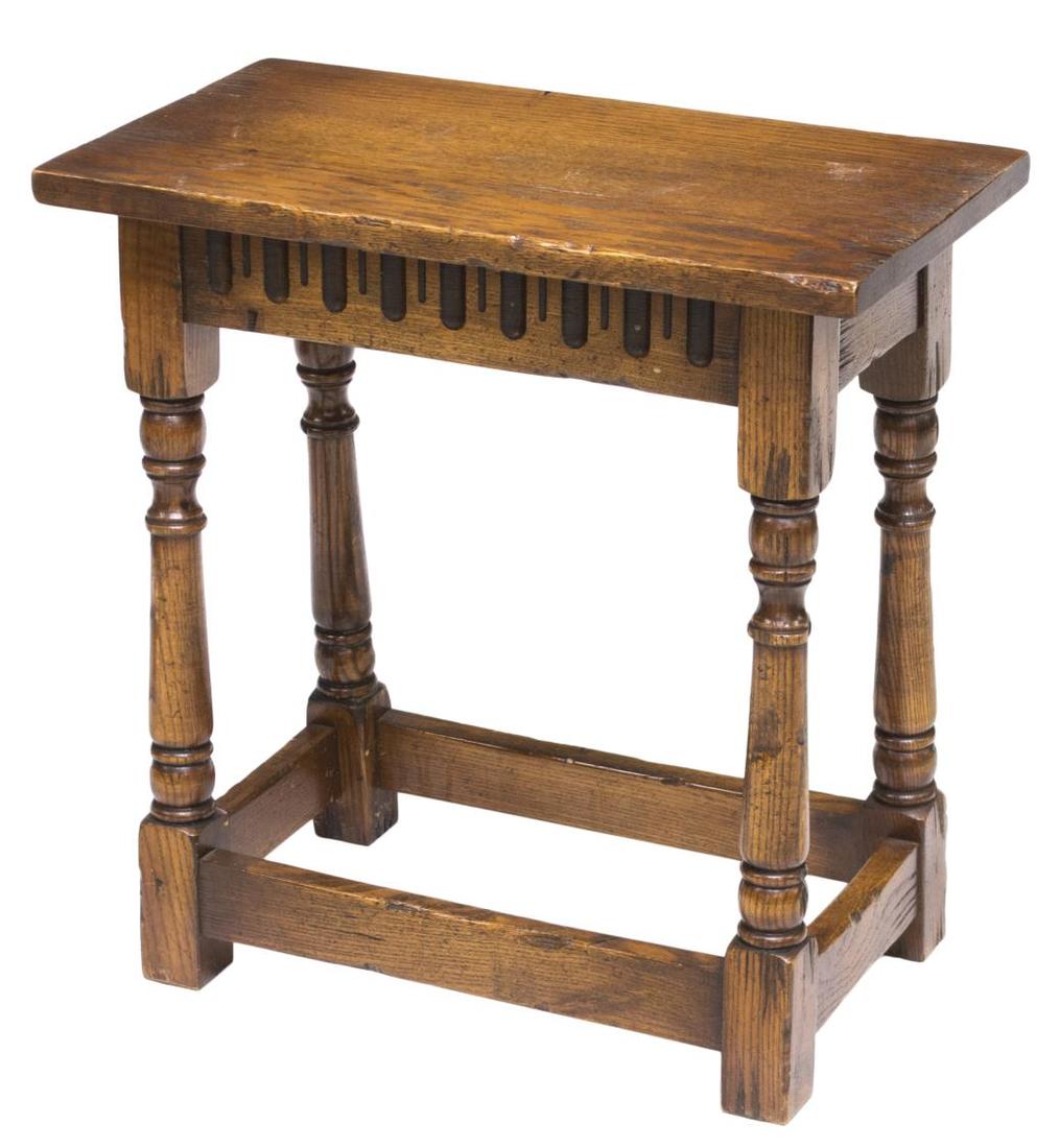 OAK 17TH C STYLE CREDENCE STOOL (1 of 2)