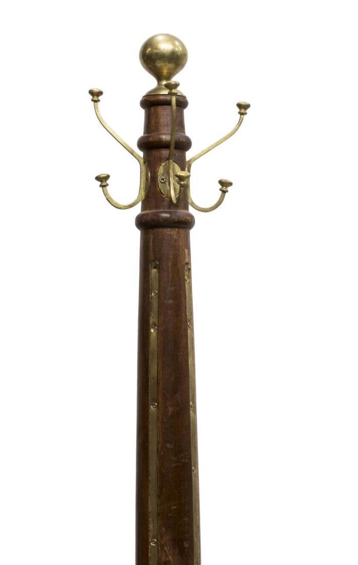 TALL TEAKWOOD & BRASS STANDING COAT/HAT RACK (1 of 2)