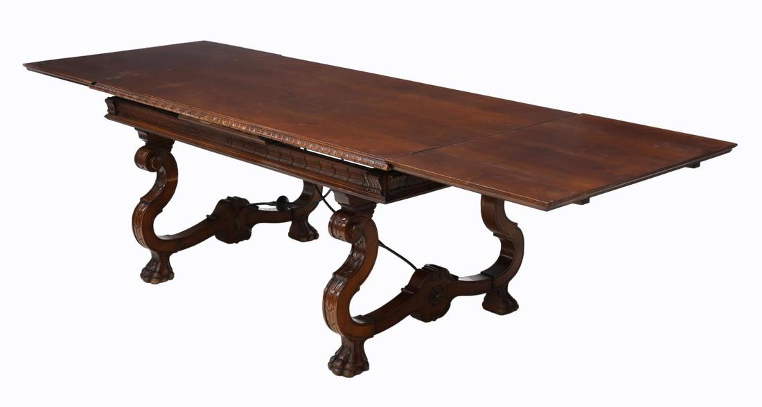 SPAIN DRAW LEAF DINING TABLE WITH IRON STRETCHER (1 of 3)