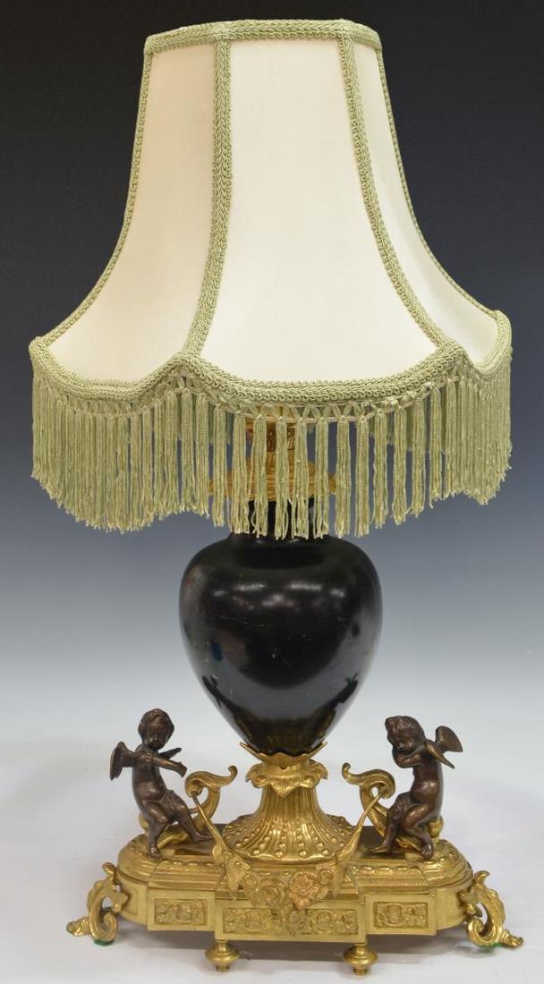 ITALIAN BREVETTO GILT BRASS TABLE LAMP W/SHADE (1 of 2)