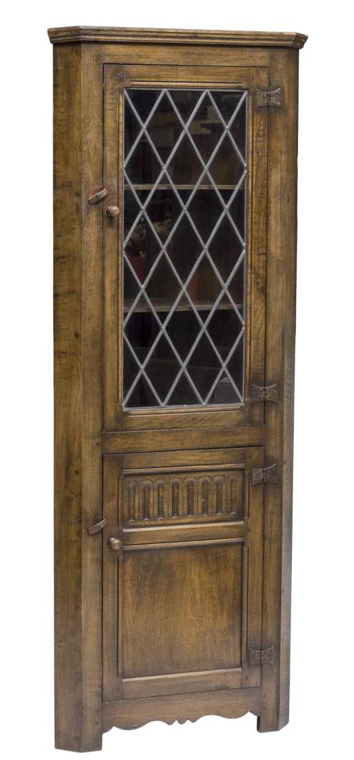 ENGLISH OAK 17TH CENTURY REVIVAL CORNER CABINET (1 of 3)