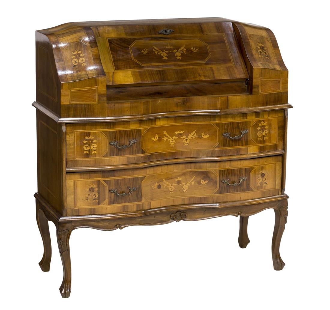 ITALIAN LOUIS XV INLAID FALL FRONT SECRETAIRE (1 of 3)