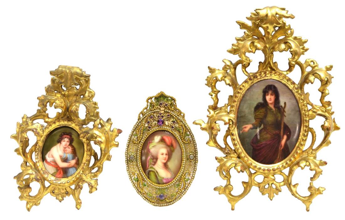 (3)GILT FRAMED HUTSCHENREUTHER PORCELAIN PORTRAITS (1 of 7)