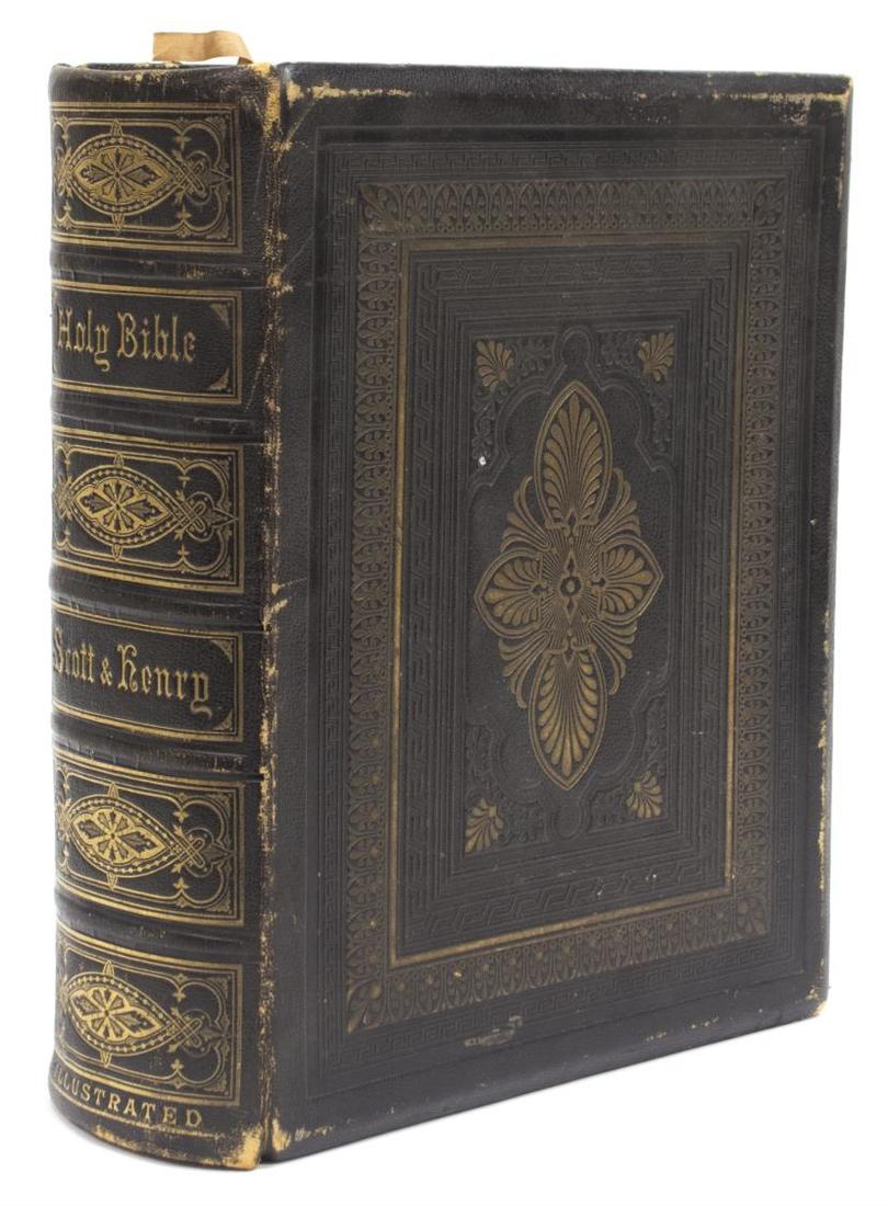 ANTIQUE ENGLISH LEATHER BOUND FAMILY BIBLE, C.1875 (1 of 6)