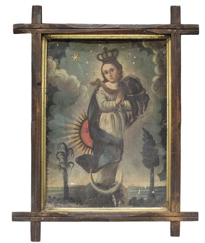 ANTIQUE TIN RETABLO, LADY OF CONCEPTION, MEXICO (1 of 2)