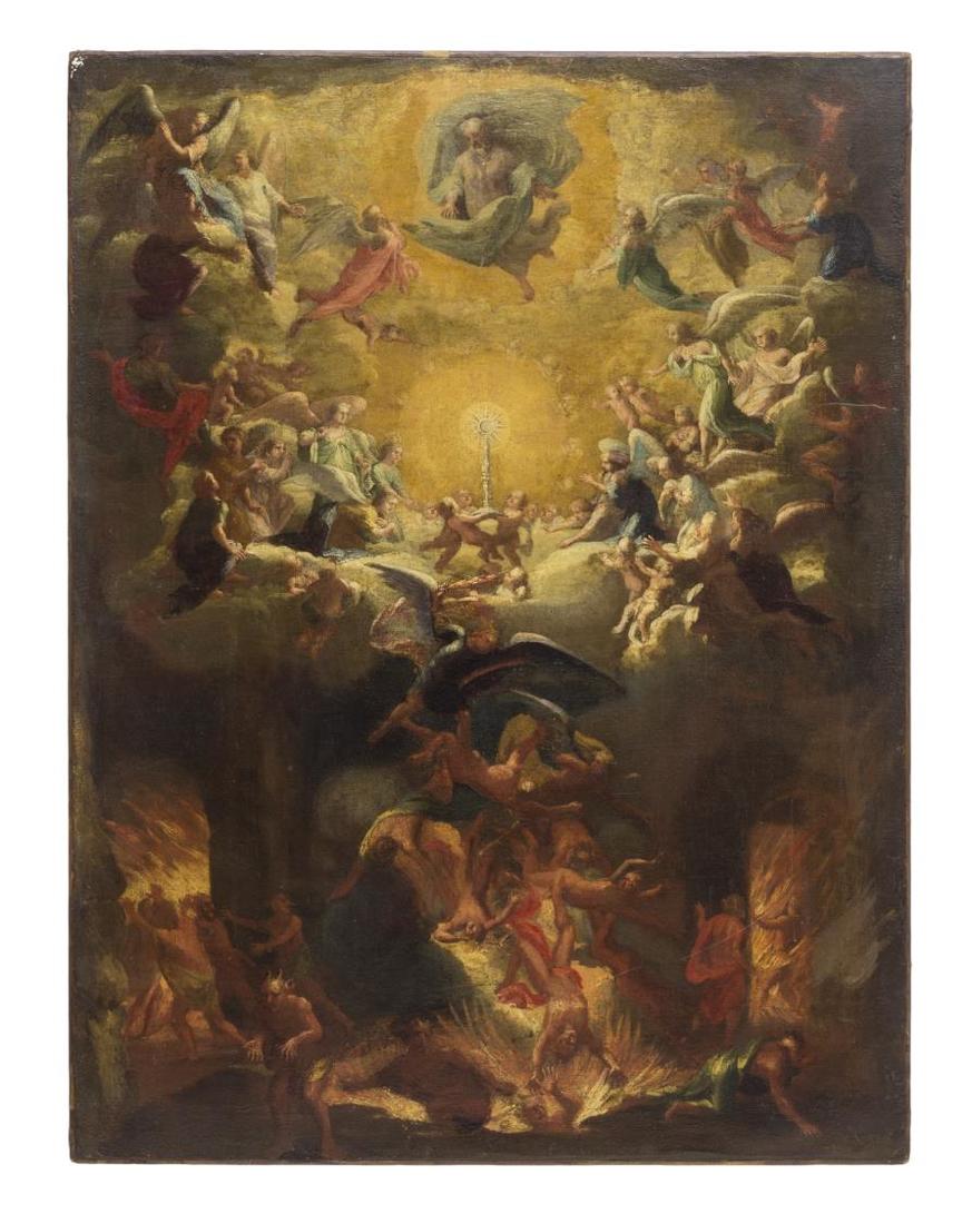 RELIGIOUS PAINTING, THE LAST JUDGEMENT, 17th C. (1 of 3)