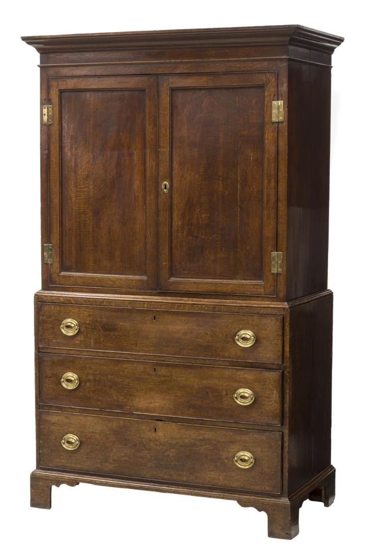 GEORGIAN OAK 18TH C. LINEN PRESS (1 of 5)