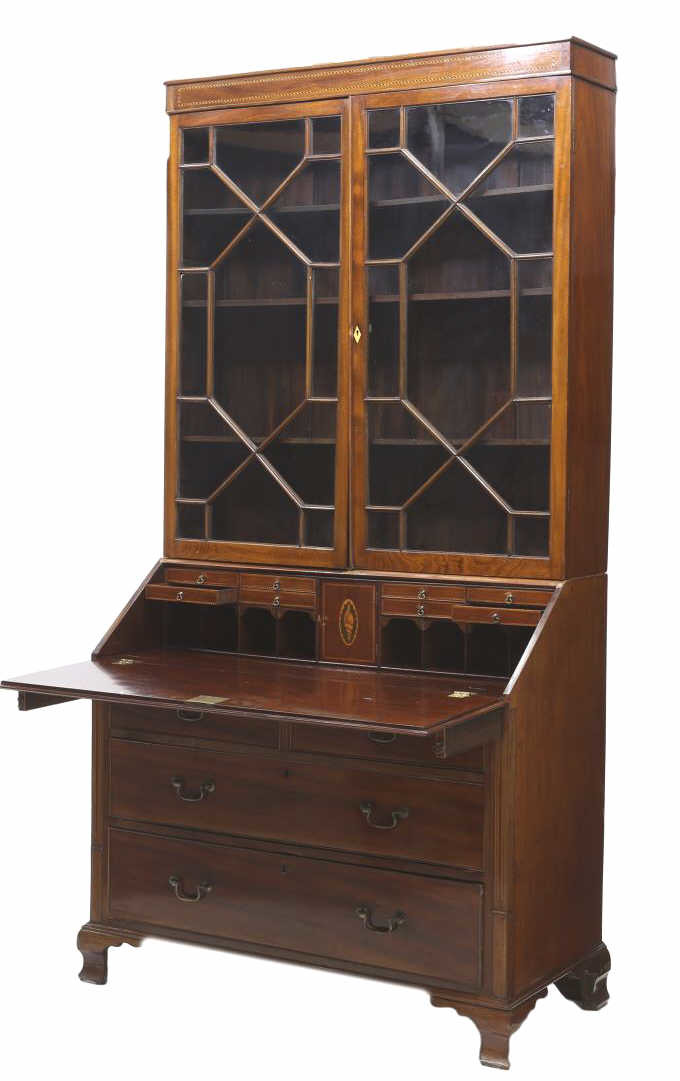 ENGLISH GEORGIAN FALL FRONT BOOKCASE BUREAU (1 of 4)