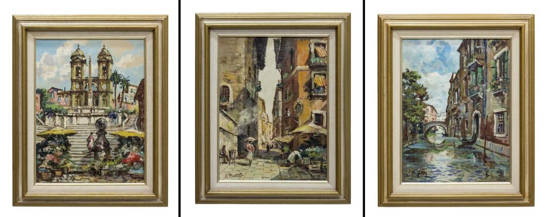 (3) FRAMED OIL PAINTINGS, CONTINENTAL CITYSCAPES (1 of 9)