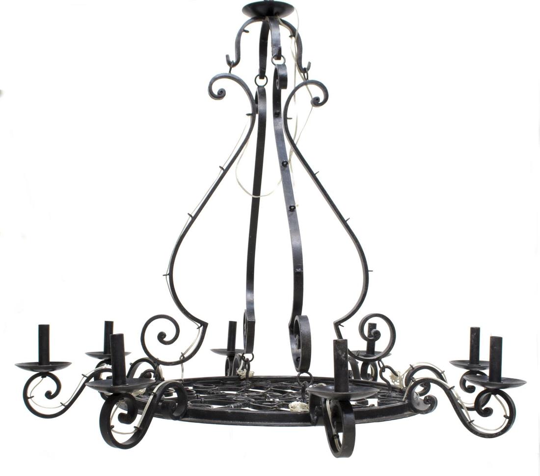 FRENCH COLONIAL WROUGHT IRON 8-LIGHT CHANDELIER (1 of 3)