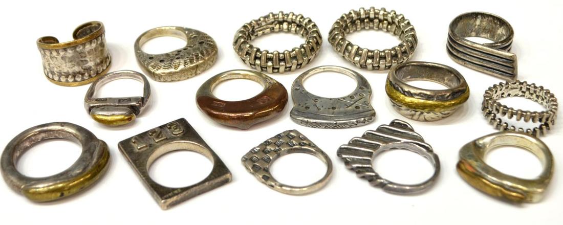 (15) ARTISAN STERLING, BRASS & COPPER RINGS (1 of 4)