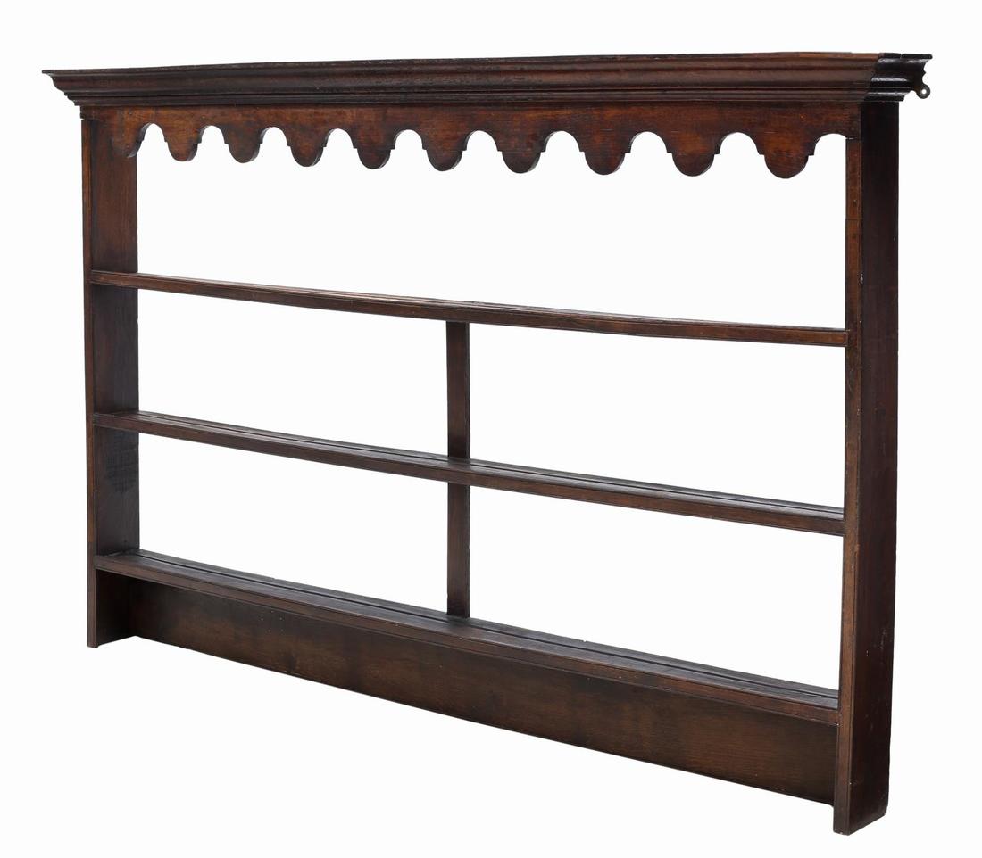 LARGE ANTIQUE OAK HANGING PLATE RACK (1 of 3)