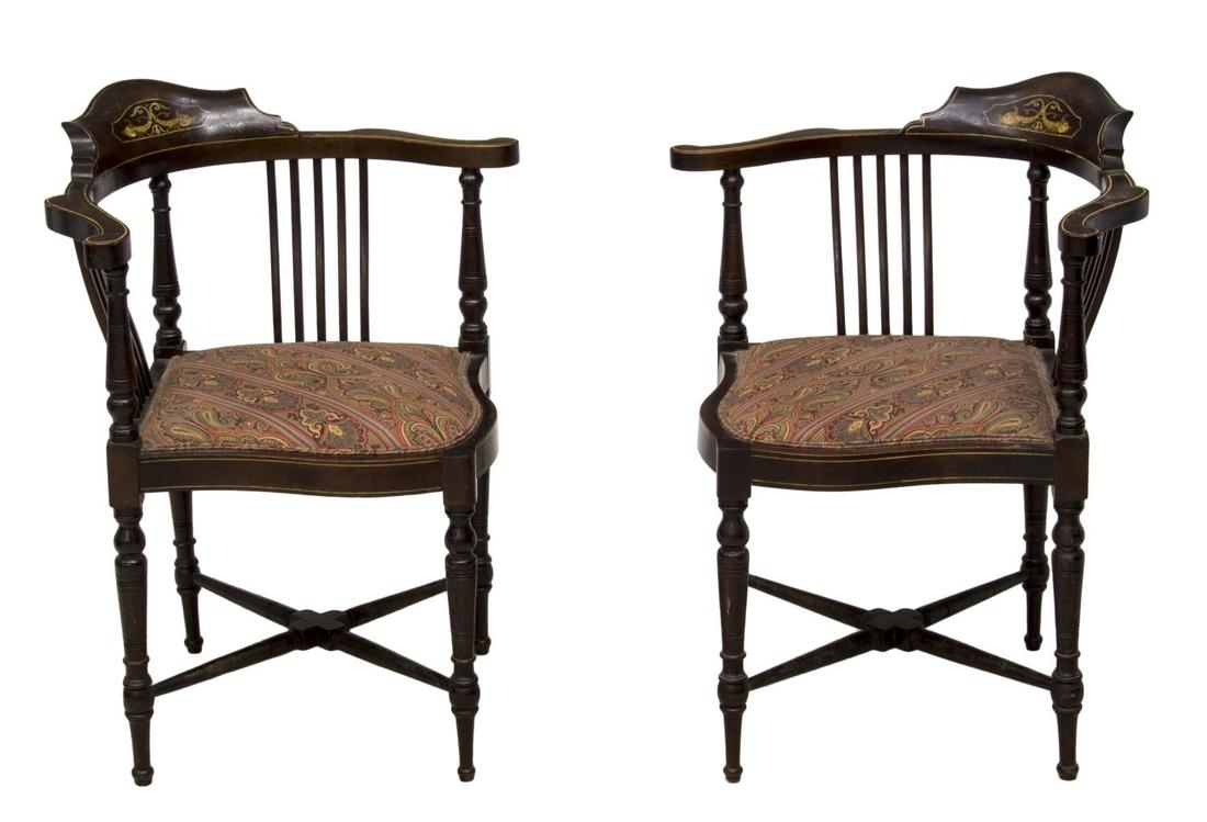 (2)EDWARDIAN MOP DOLPHIN INLAID CORNER CHAIRS (1 of 3)