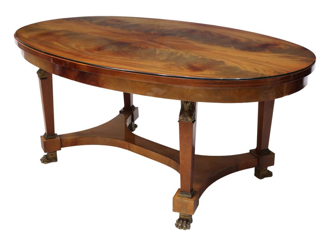 FRENCH EMPIRE STYLE FLAME MAHOGANY DINING TABLE (1 of 3)