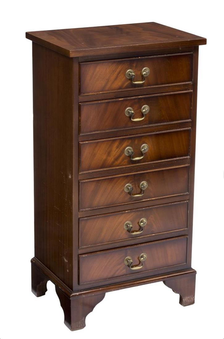 DIMINUTIVE ENGLISH MAHOGANY SIX DRAWER CHEST (1 of 2)