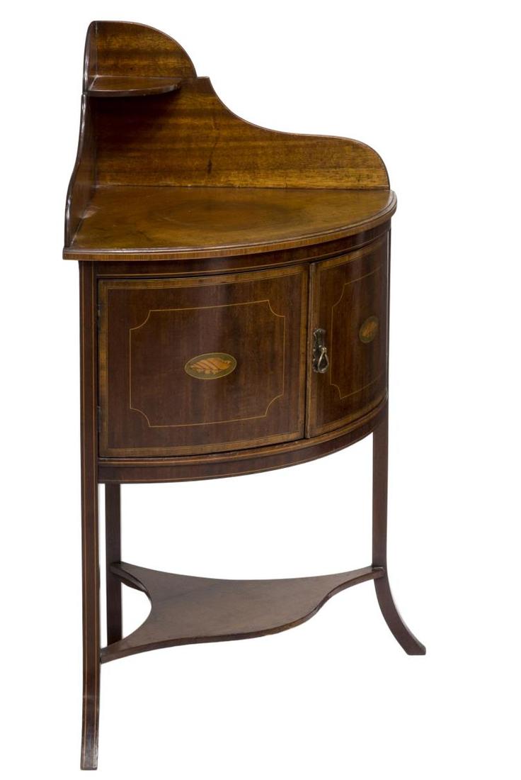 ENGLISH SHERATON STYLE MAHOGANY CORNER CABINET (1 of 3)