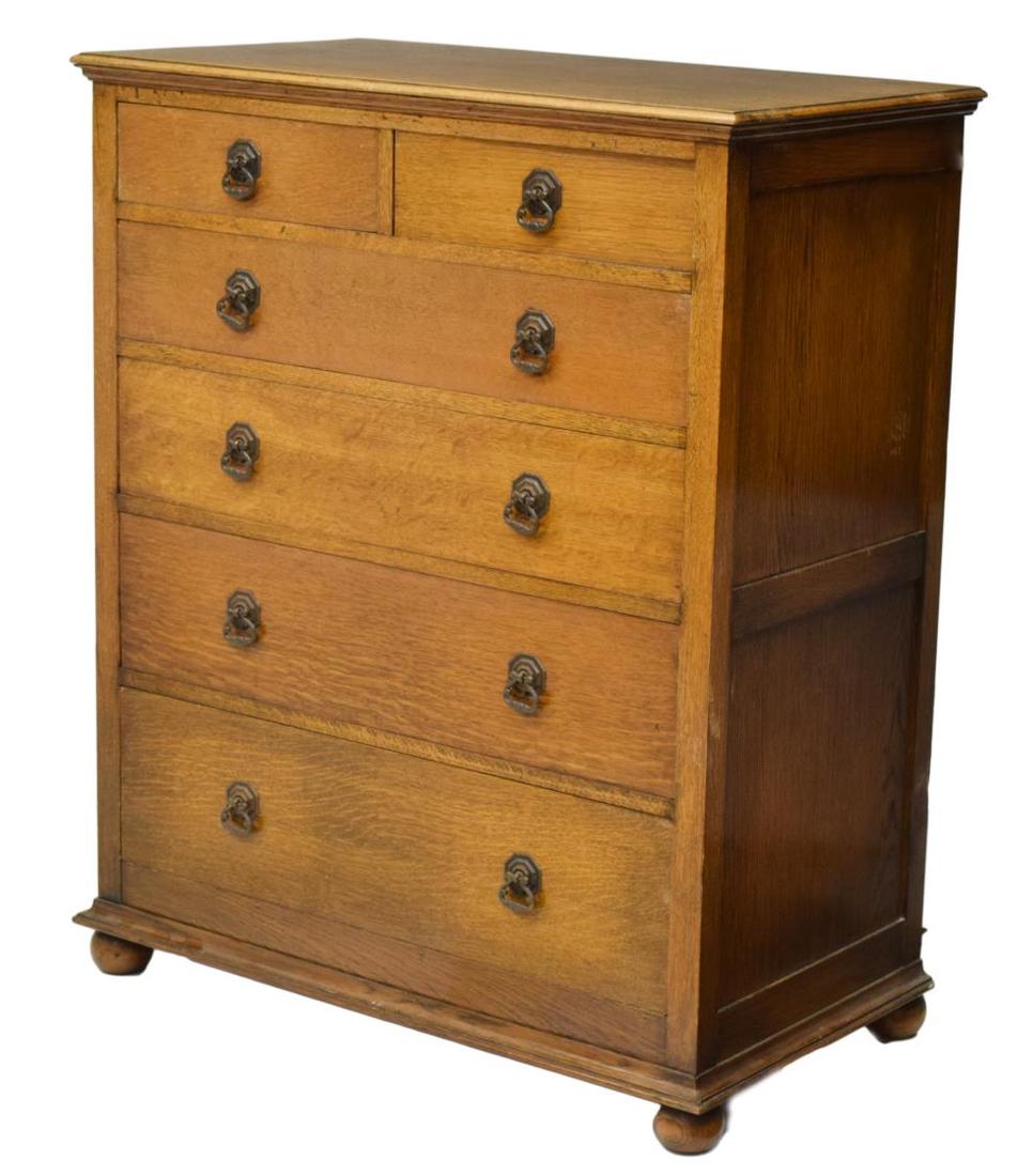 ENGLISH EDWARDIAN OAK CHEST OF DRAWERS, C. 1900 (1 of 2)