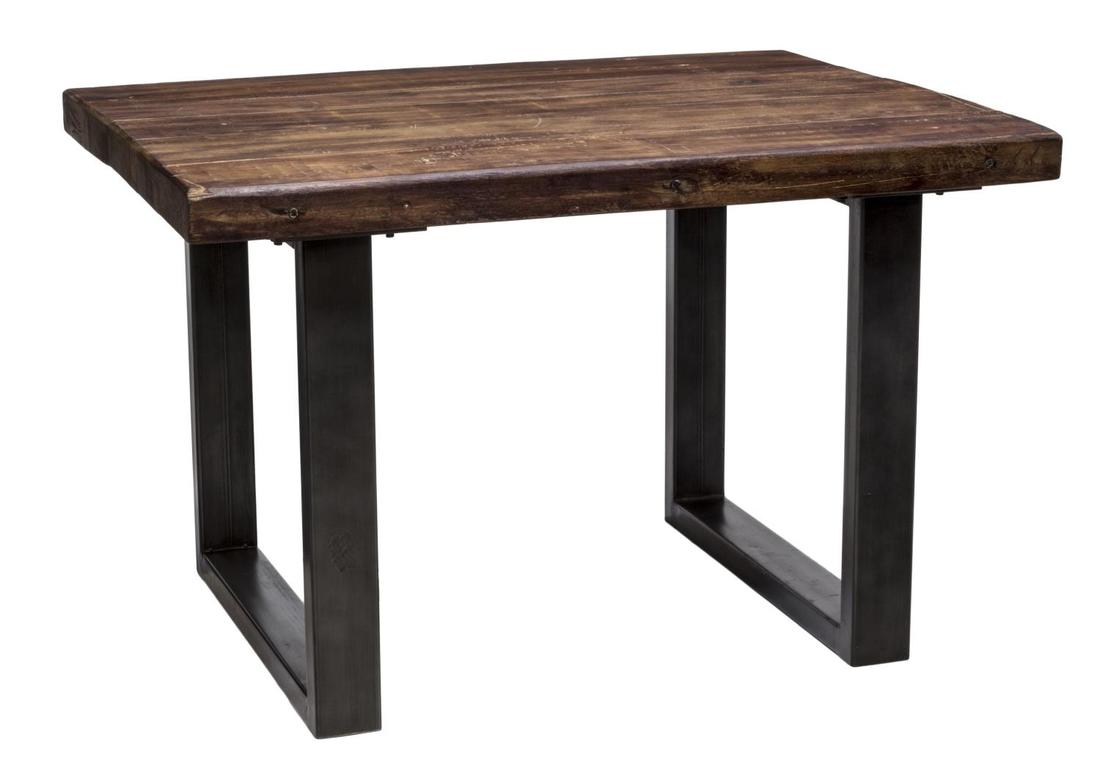 HEAVY COLONIAL TEAKWOOD & IRON KITCHEN TABLE (1 of 2)