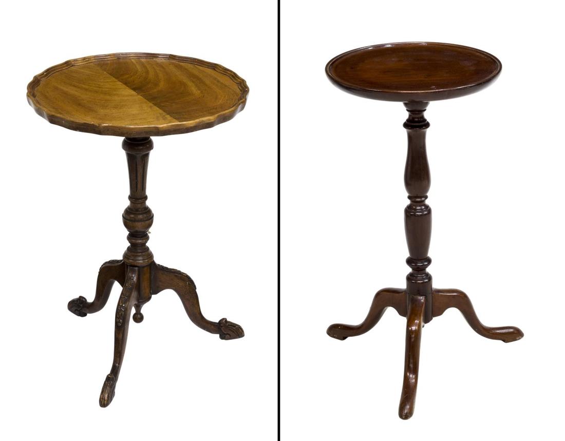 (2) ENGLISH MAHOGANY PEDESTAL SIDE TABLES (1 of 2)