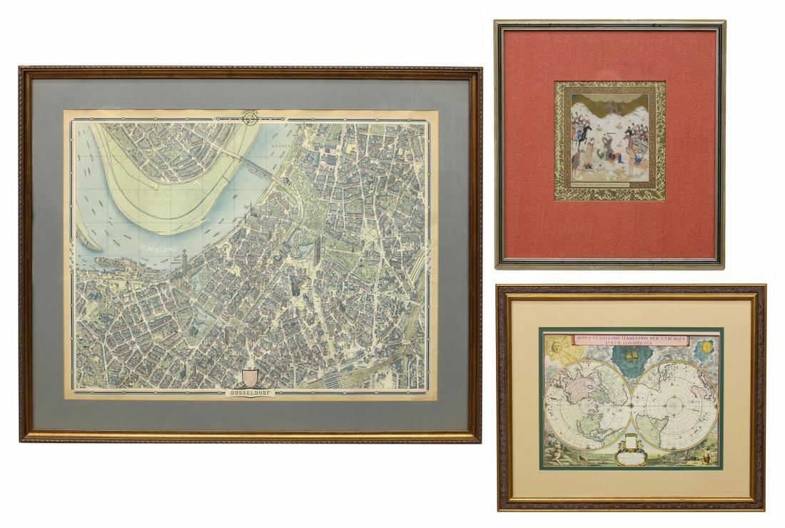 (3) FRAMED COLOR PRINTS, PERSIAN SCENE AND MAPS (1 of 7)