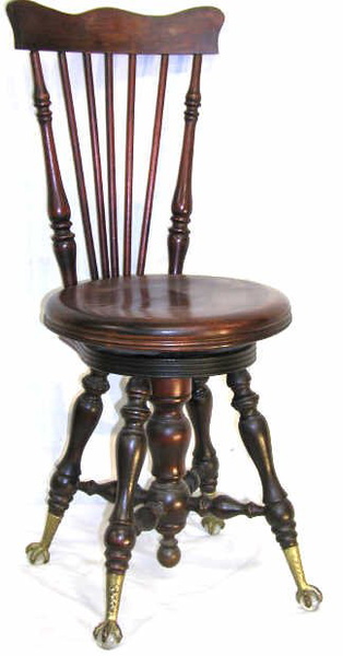 Antique Claw Foot Piano Stool High Back