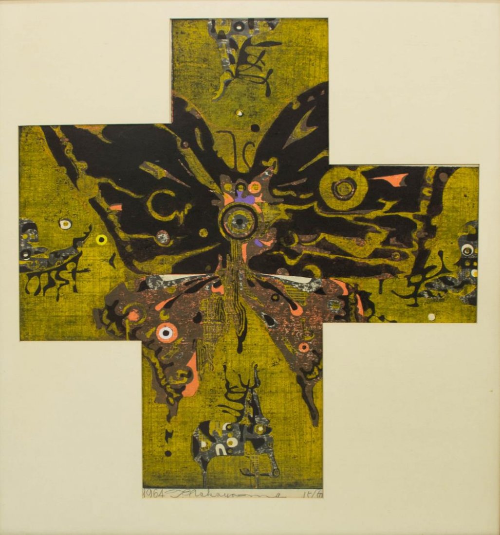 NAKAYAMA TADASHI 'HORSE SURROUNDED' WOODBLOCK (1 of 2)