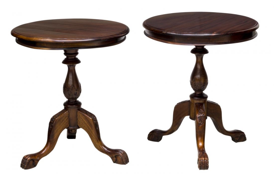 (2) MAHOGANY CIRCULAR TOP OCCASIONAL TABLES (1 of 1)
