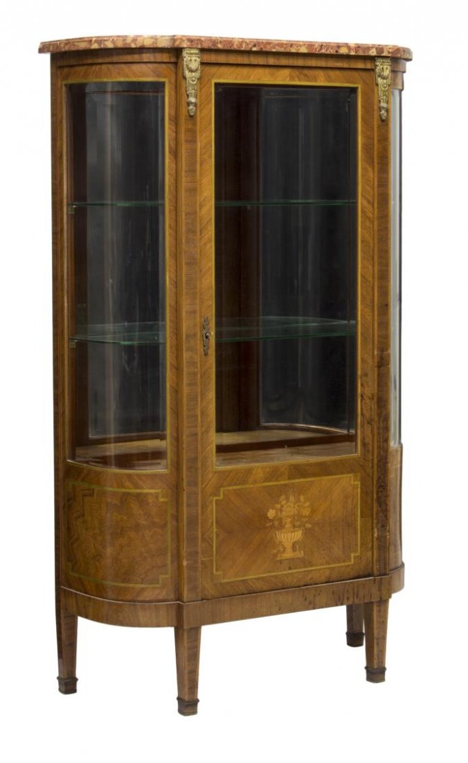FRENCH LOUIS XVI INLAID VITRINE CABINET 20TH C (1 of 3)