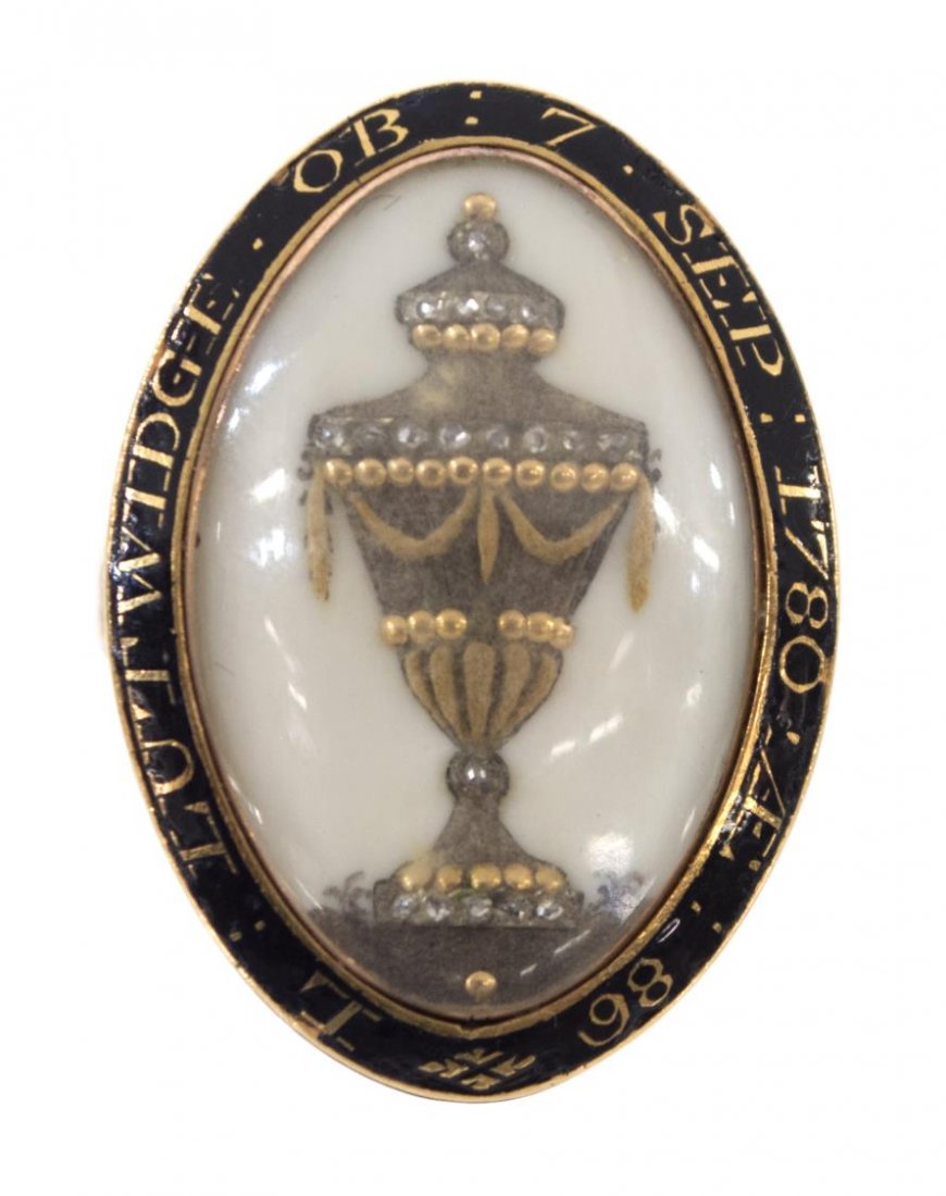 GEORGIAN ROSE GOLD ENAMEL & DIAMOND MOURNING RING (1 of 3)