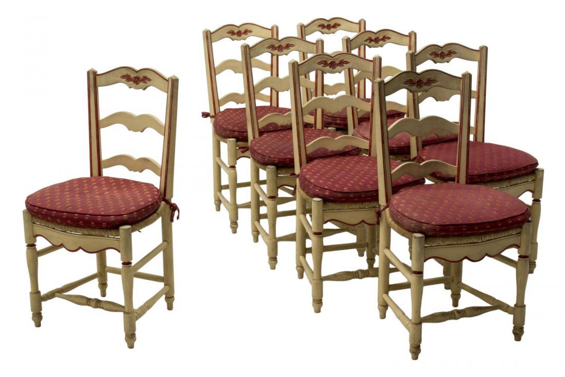 (8) FRENCH COUNTRY PAINTED DINING CHAIRS 20TH C (1 of 3)