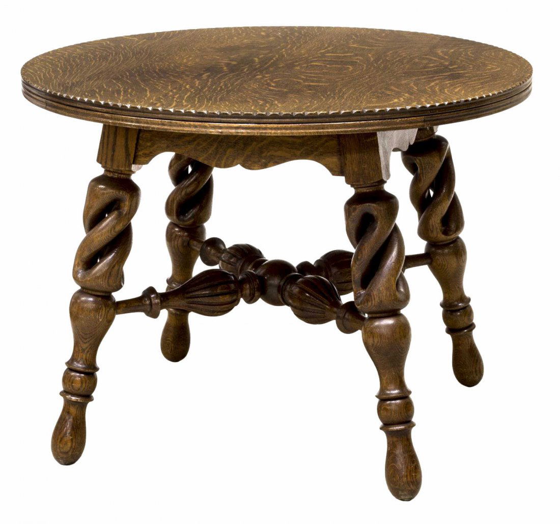 AMERICAN GOLDEN OAK CENTER TABLE, 38" DIAMETER (1 of 2)