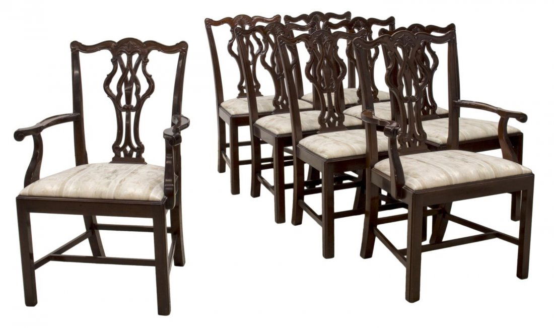 (8) CHIPPENDALE STYLE STRAIGHT LEG DINING CHAIRS (1 of 2)