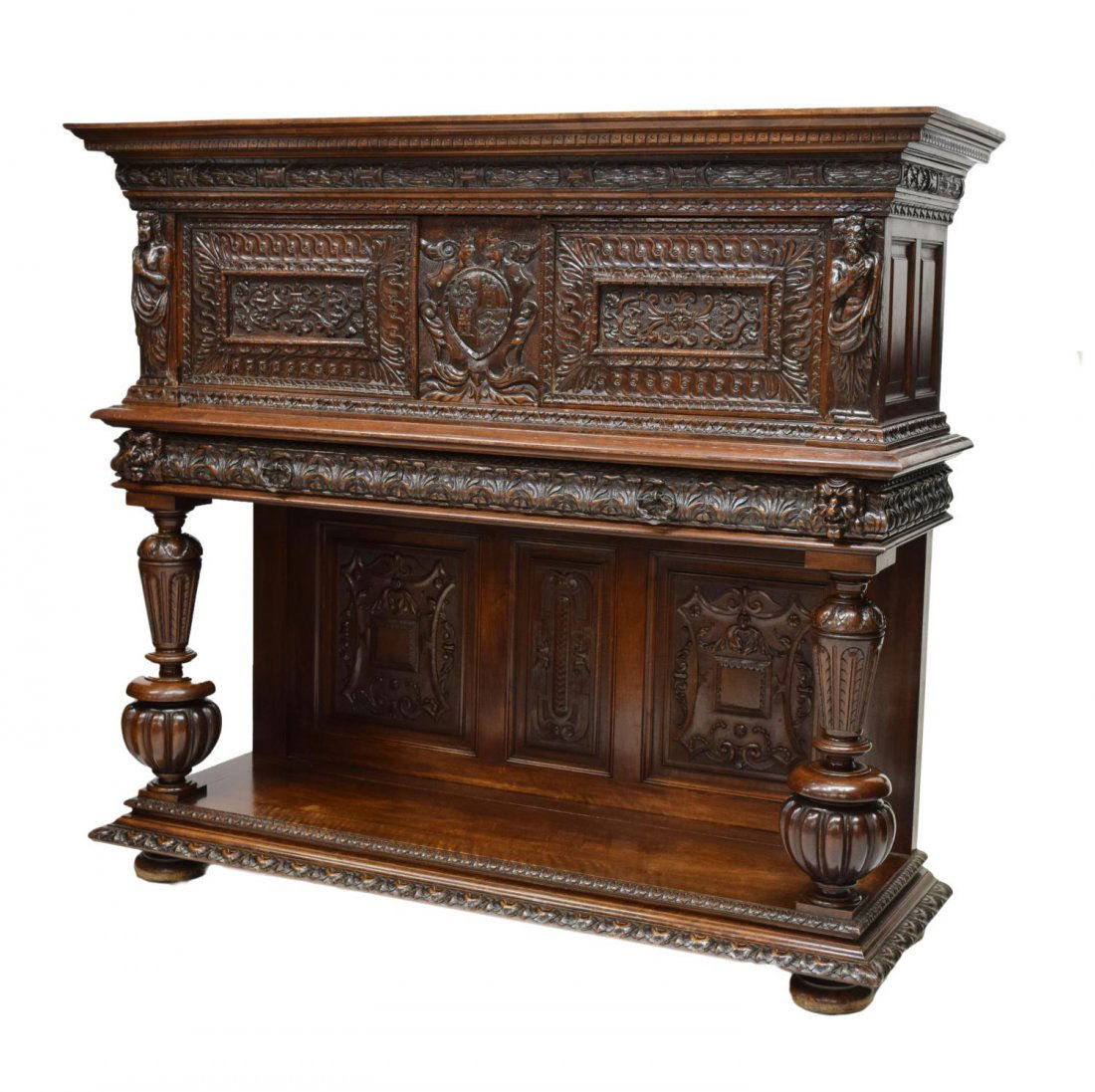 FRENCH RENAISSANCE REVIVAL FIGURAL CARVED CABINET (1 of 5)