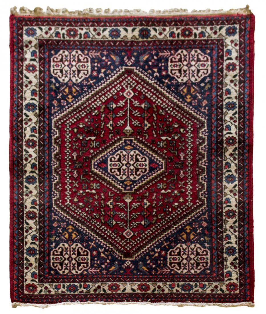 PERSIAN HAND TIED WOOL RUG, 5' x 3'3" (1 of 2)