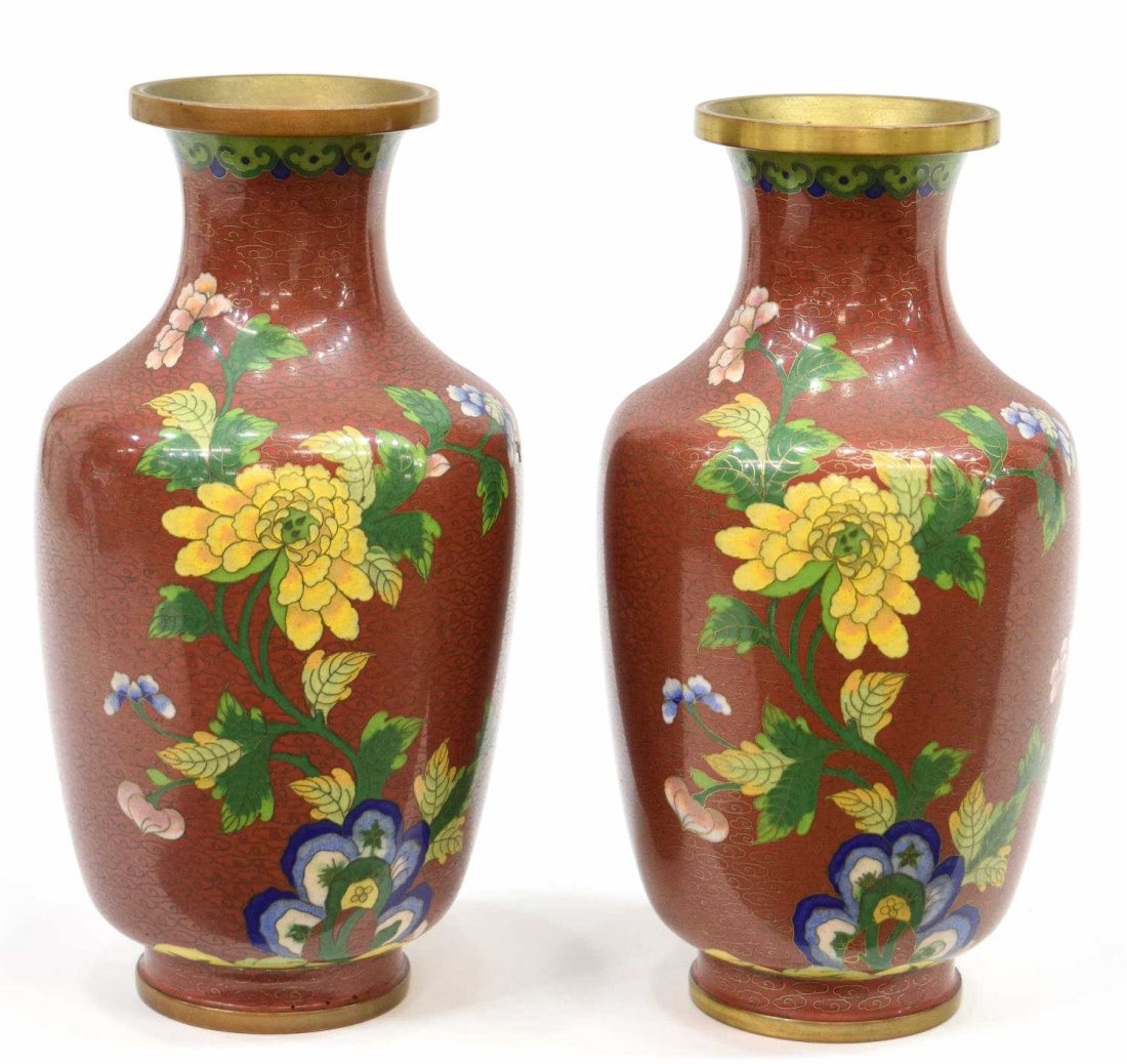 (2) VINTAGE CLOISONNE VASES (1 of 3)