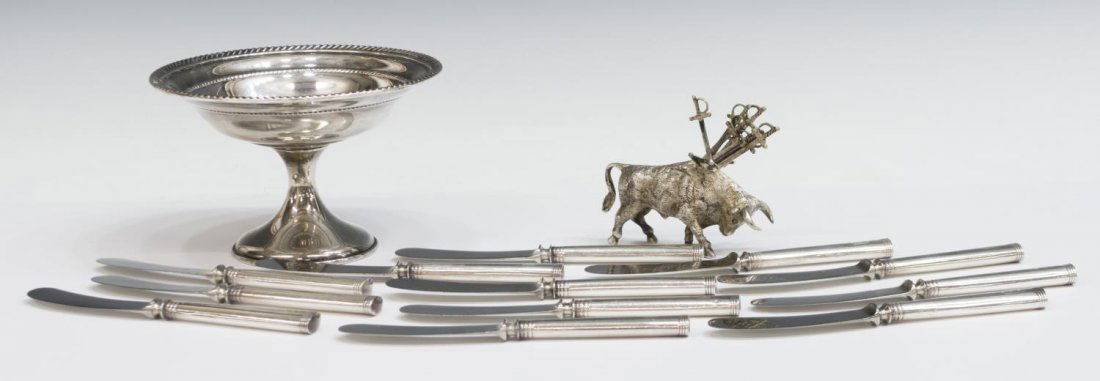 (22)STERLING & SILVER BULL COCKTAIL HOLDER & ITEMS (1 of 6)