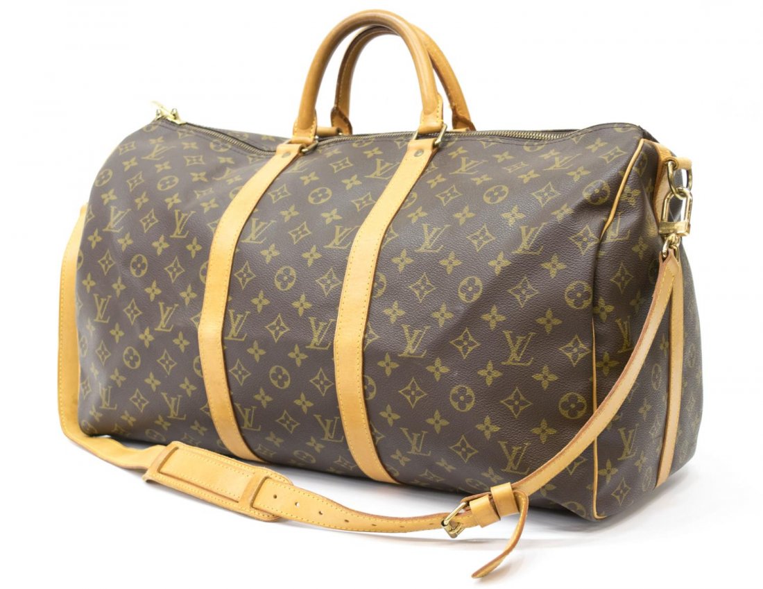 LOUIS VUITTON 'KEEPALL 50' MONOGRAM DUFFLE W/STRAP (1 of 4)
