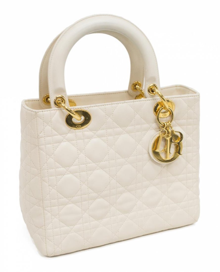 CHRISTIAN DIOR LADY CANNAGE WHITE HANDBAG (1 of 7)