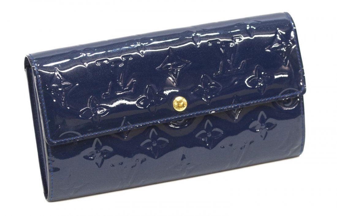 LOUIS VUITTON 'SARAH' BLUE MONOGRAM VERNIS WALLET (1 of 10)