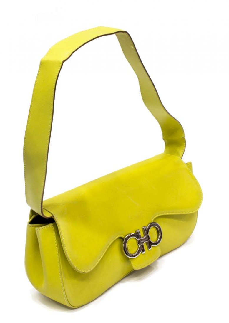 SALVATORE FERRAGAMO YELLOW LEATHER SHOULDER BAG (1 of 6)