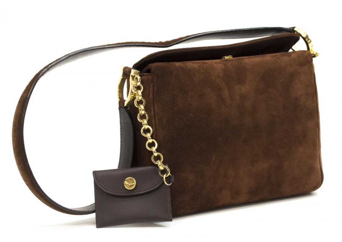 FERRAGAMO BROWN SUEDE LEATHER SHOULDER BAG (1 of 5)