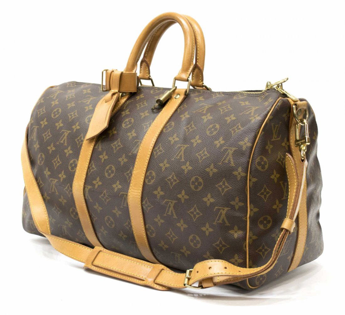 LOUIS VUITTON 'KEEPALL 45' MONOGRAM DUFFLE W/STRAP (1 of 6)