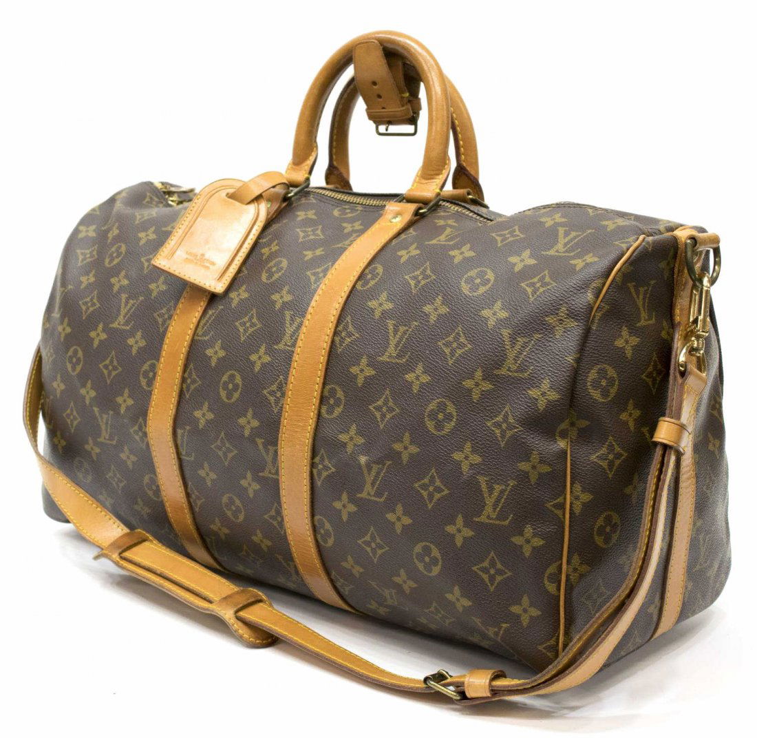LOUIS VUITTON 'KEEPALL 45' MONOGRAM DUFFLE W/STRAP (1 of 5)